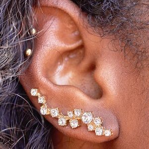 NWT, Baublebar Farah Ear Crawlers, Gold/Clear
